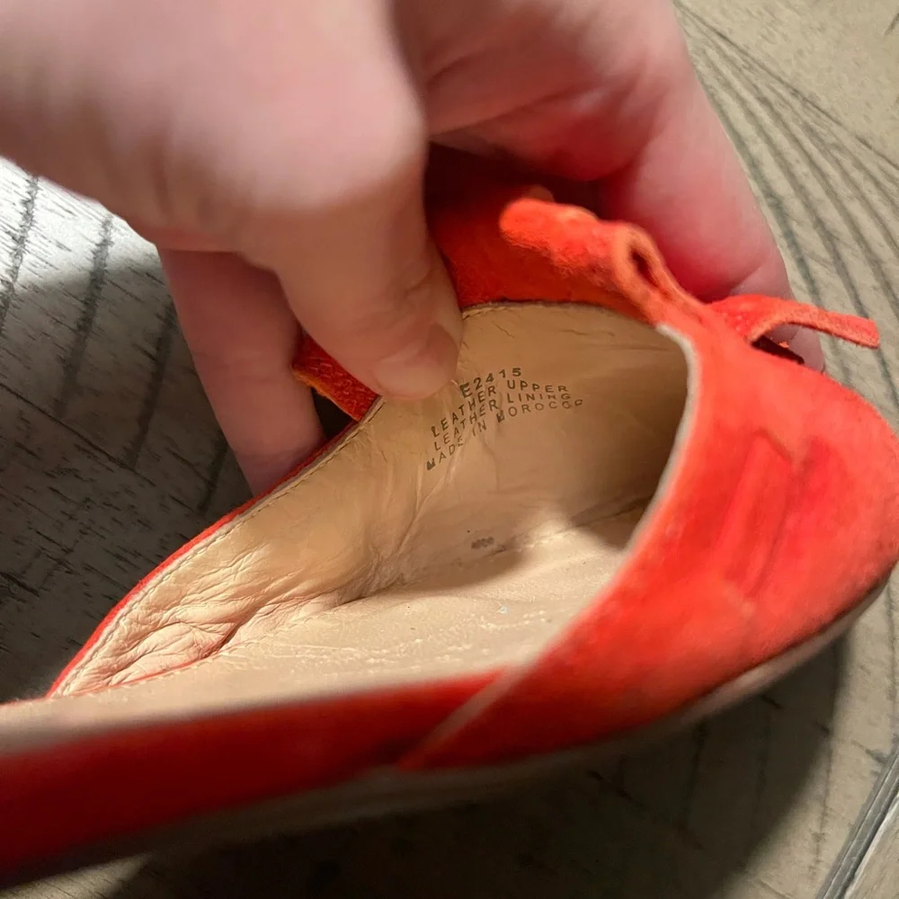 J. Crew Orange Suede Tassel Pointed Toe D'Orsay Flats - Picture 4 of 6